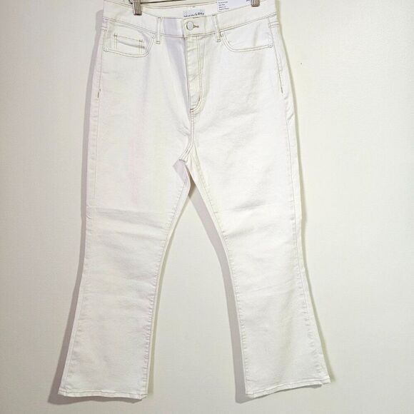 NWT LOFT WHITE/CREAM THE KICK CROP HIGH RISE PANT SIZE 30 - Picture 1 of 15